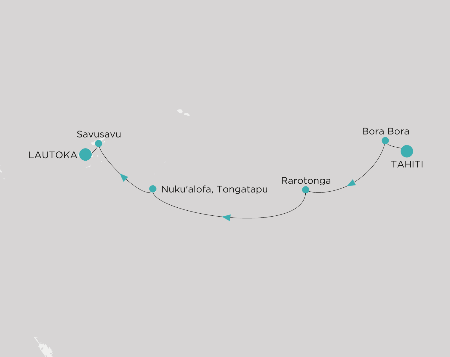 Carte de l’itinéraire Crystal Serenity, Tahiti → Lautoka