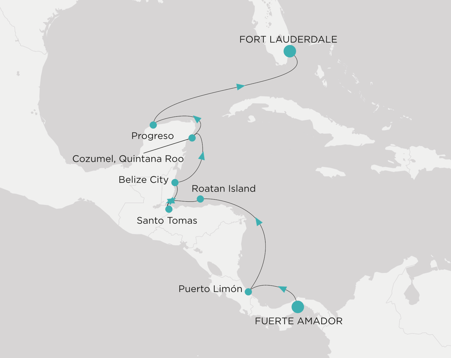 Carte de l’itinéraire Crystal Serenity, Fuerte Amador → Fort Lauderdale