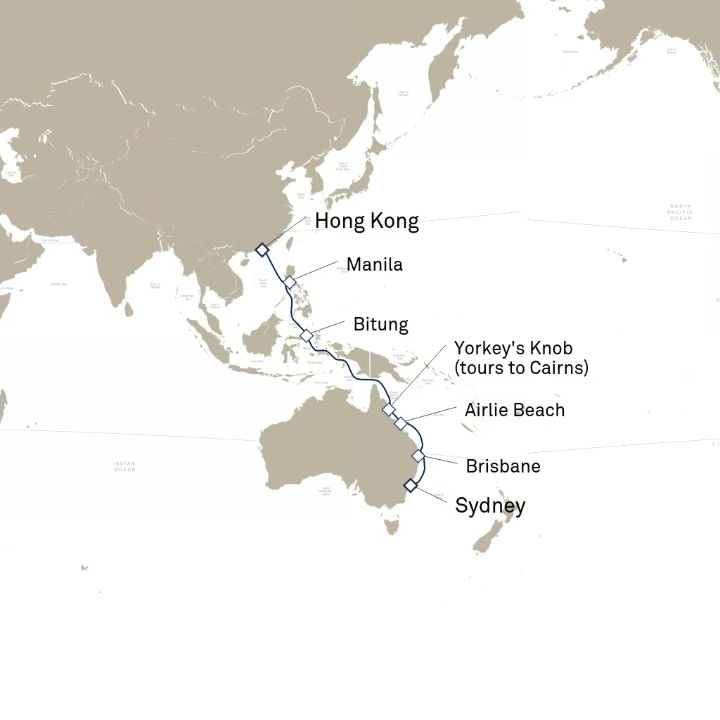Carte de l’itinéraire Queen Anne, Sydney, NSW, Australie → Hong Kong, Chine