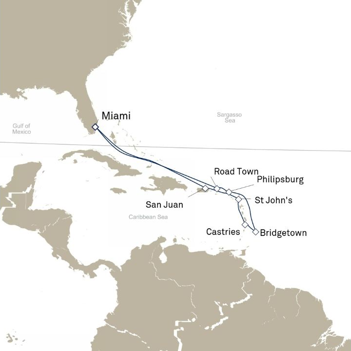 Carte de l’itinéraire Queen Elizabeth, Miami, FL, États-Unis → Miami, FL, États-Unis