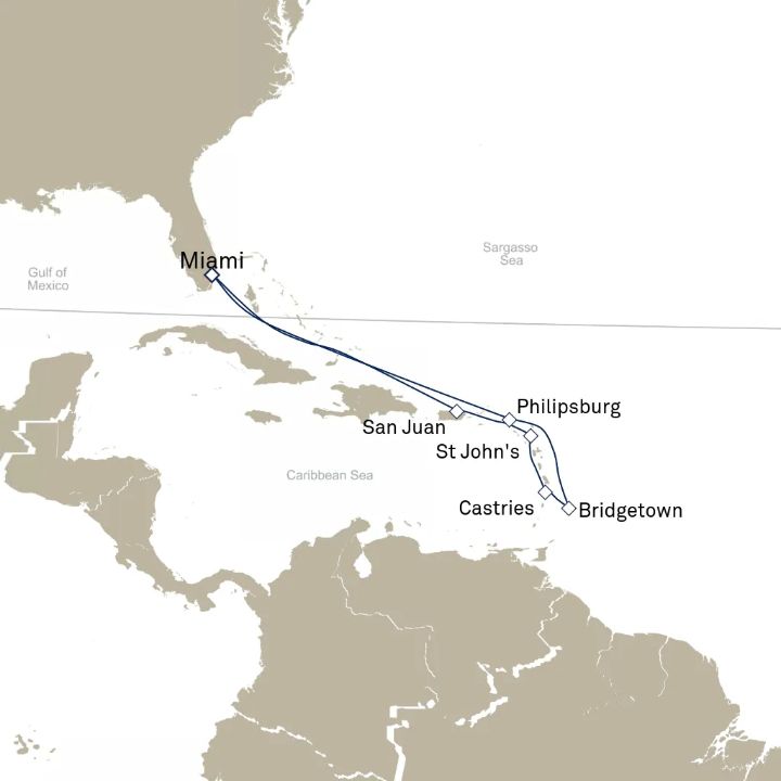 Carte de l’itinéraire Queen Elizabeth, Miami, FL, États-Unis → Miami, FL, États-Unis