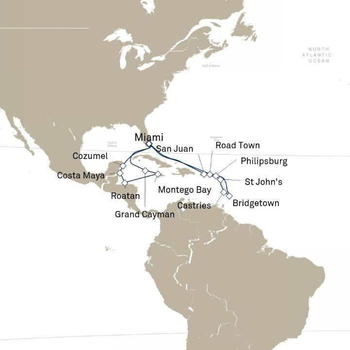 Carte de l’itinéraire Queen Elizabeth, Miami, FL, États-Unis → Miami, FL, États-Unis