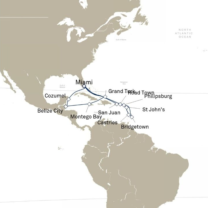 Carte de l’itinéraire Queen Elizabeth, Miami, FL, États-Unis → Miami, FL, États-Unis