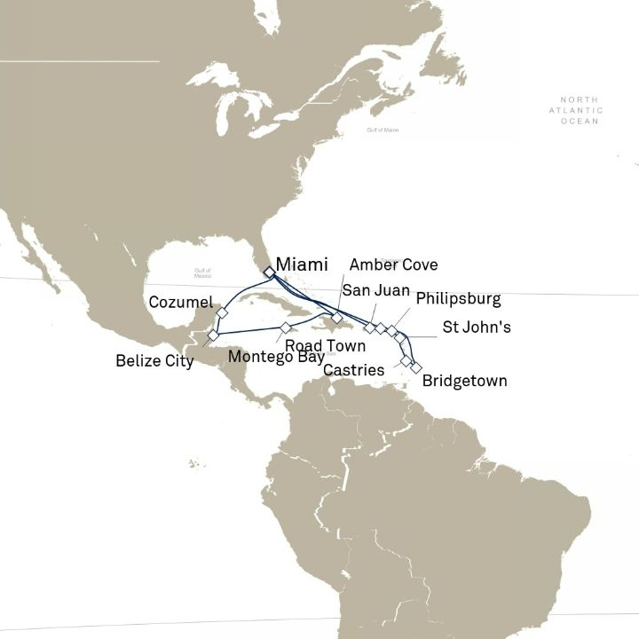 Carte de l’itinéraire Queen Elizabeth, Miami, FL, États-Unis → Miami, FL, États-Unis