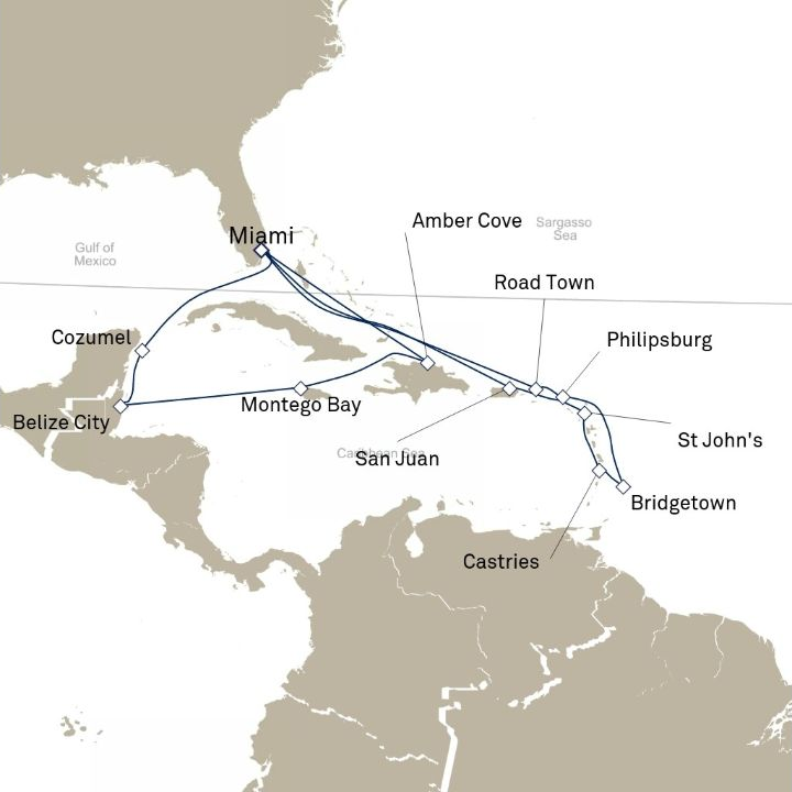 Carte de l’itinéraire Queen Elizabeth, Miami, FL, États-Unis → Miami, FL, États-Unis