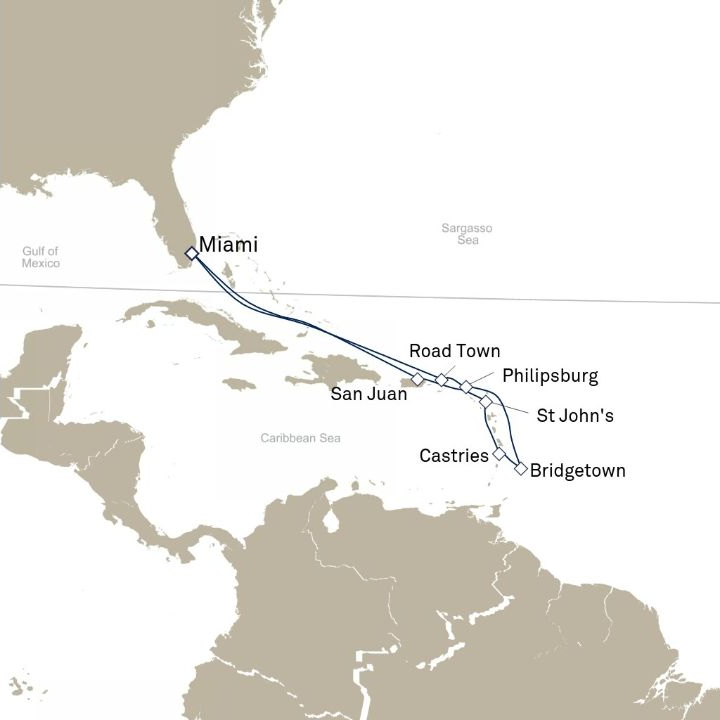 Carte de l’itinéraire Queen Elizabeth, Miami, FL, États-Unis → Miami, FL, États-Unis