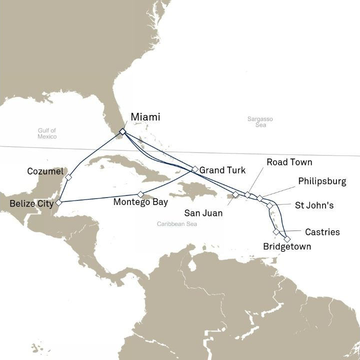 Carte de l’itinéraire Queen Elizabeth, Miami, FL, États-Unis → Miami, FL, États-Unis