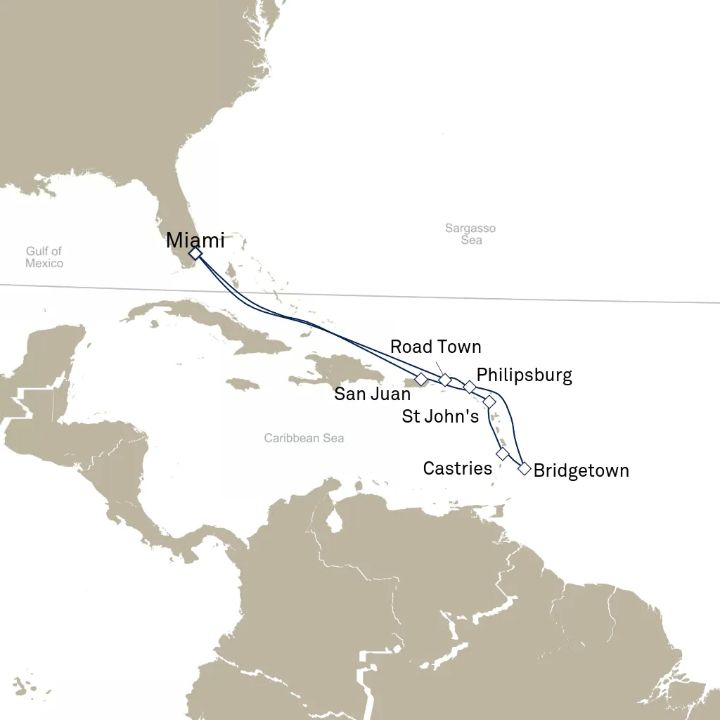 Carte de l’itinéraire Queen Elizabeth, Miami, FL, États-Unis → Miami, FL, États-Unis