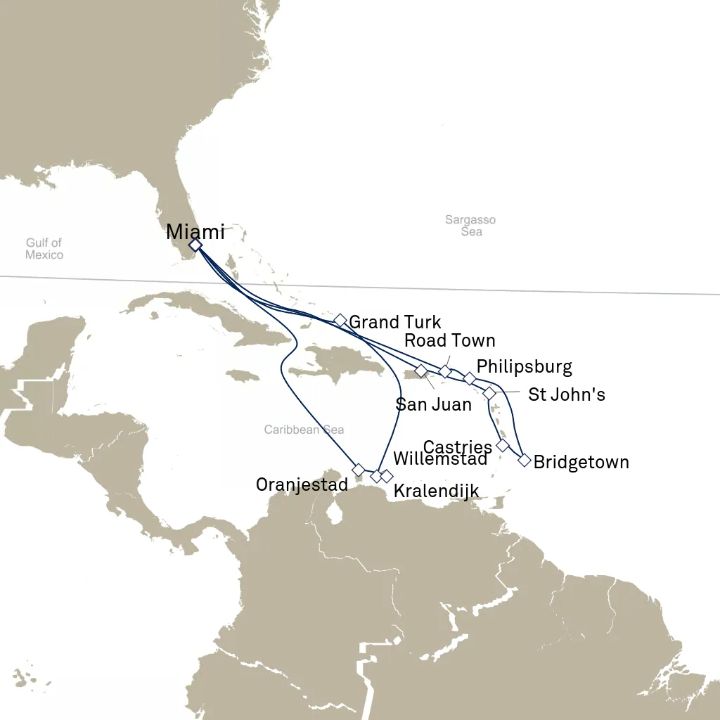 Carte de l’itinéraire Queen Elizabeth, Miami, FL, États-Unis → Miami, FL, États-Unis