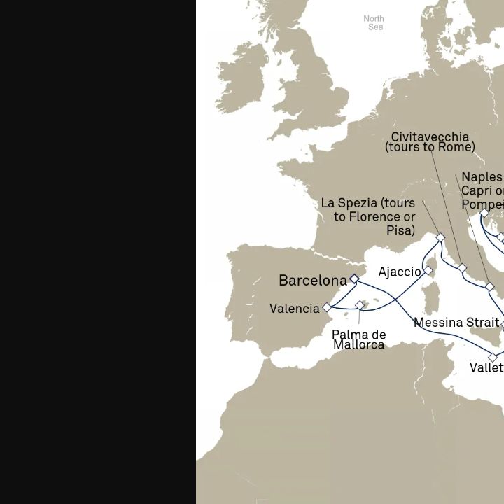 Carte de l’itinéraire Queen Elizabeth, Barcelone, Espagne → Barcelone, Espagne