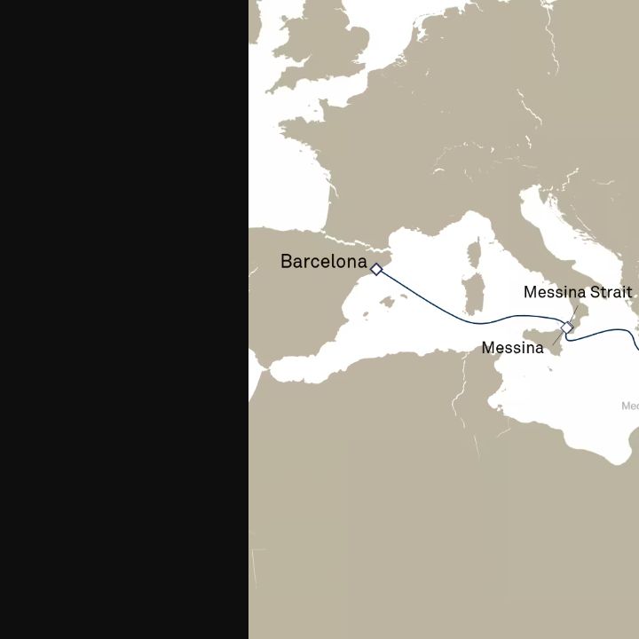 Carte de l’itinéraire Queen Elizabeth, Barcelone, Espagne → Istanbul, Turquie