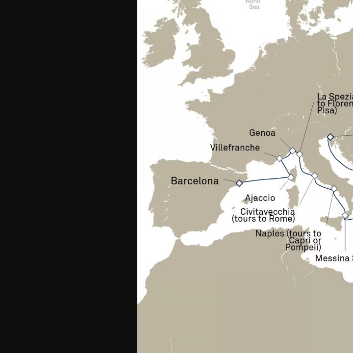 Carte de l’itinéraire Queen Elizabeth, Istanbul, Turquie → Trieste, Italie