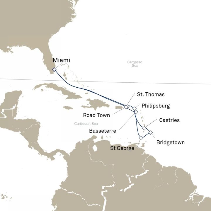 Carte de l’itinéraire Queen Elizabeth, Miami, FL, États-Unis → Miami, FL, États-Unis