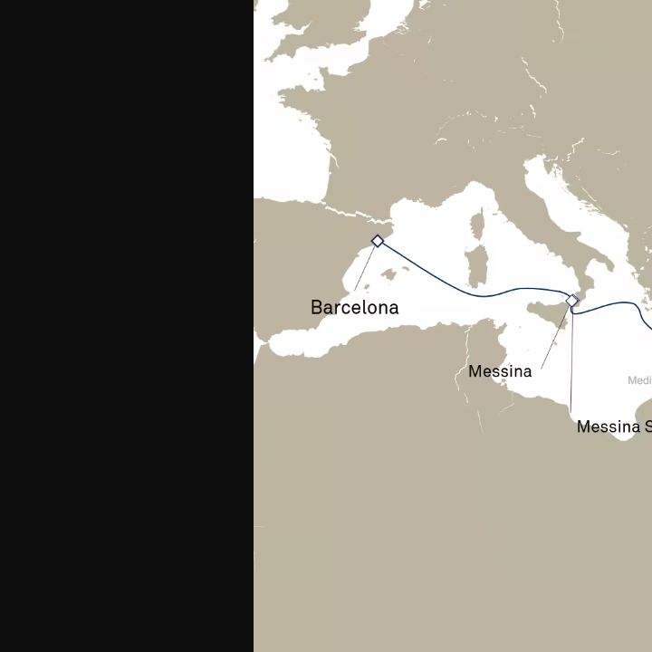 Carte de l’itinéraire Queen Elizabeth, Barcelone, Espagne → Istanbul, Turquie