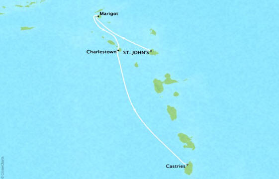 Carte de l’itinéraire Four Seasons One, St. John's → Castries (St. Lucia)