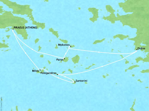 Carte de l’itinéraire Four Seasons One, Aller-retour au départ de Le Pirée