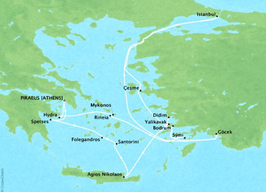 Carte de l’itinéraire Four Seasons One, Aller-retour au départ de Le Pirée