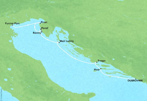 Carte de l’itinéraire Four Seasons One, Dubrovnik → Fusina Port, Italie