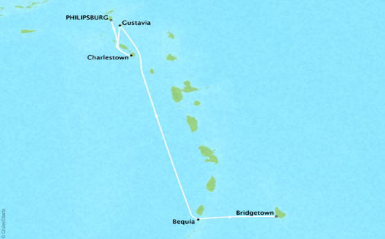 Carte de l’itinéraire Four Seasons One, Philipsburg → Bridgetown