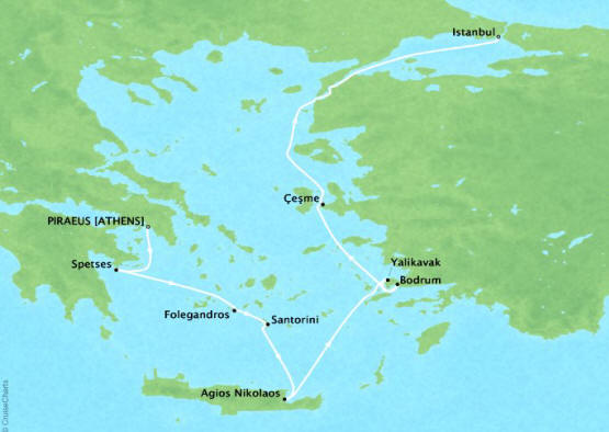Carte de l’itinéraire Four Seasons One, Le Pirée → Istanbul