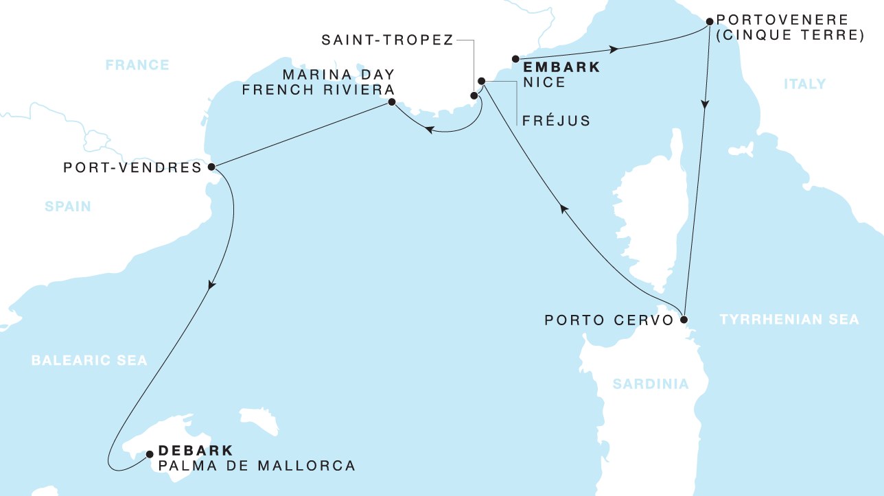 Carte de l’itinéraire Four Seasons One, Nice → Palma de Mallorca