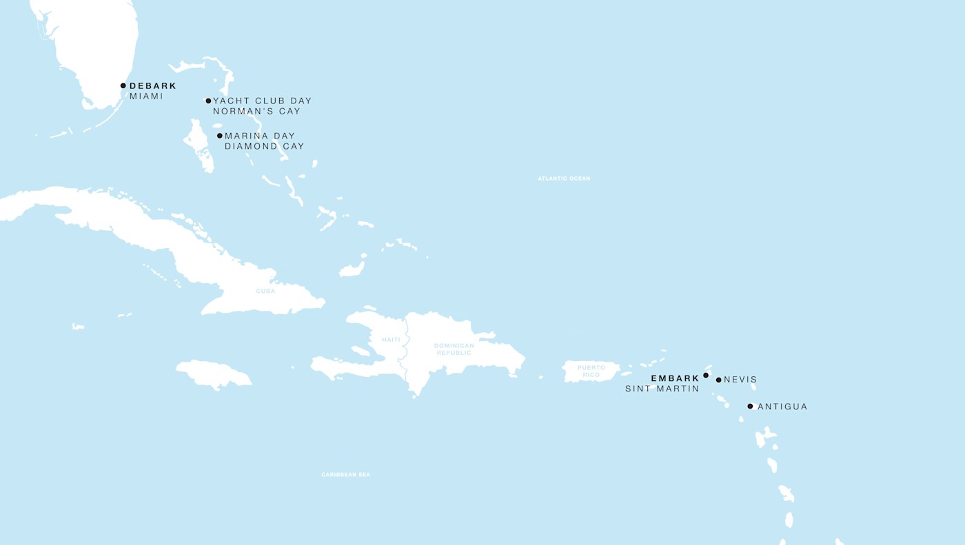 Carte de l’itinéraire Four Seasons One, Philipsburg → Miami, Florida