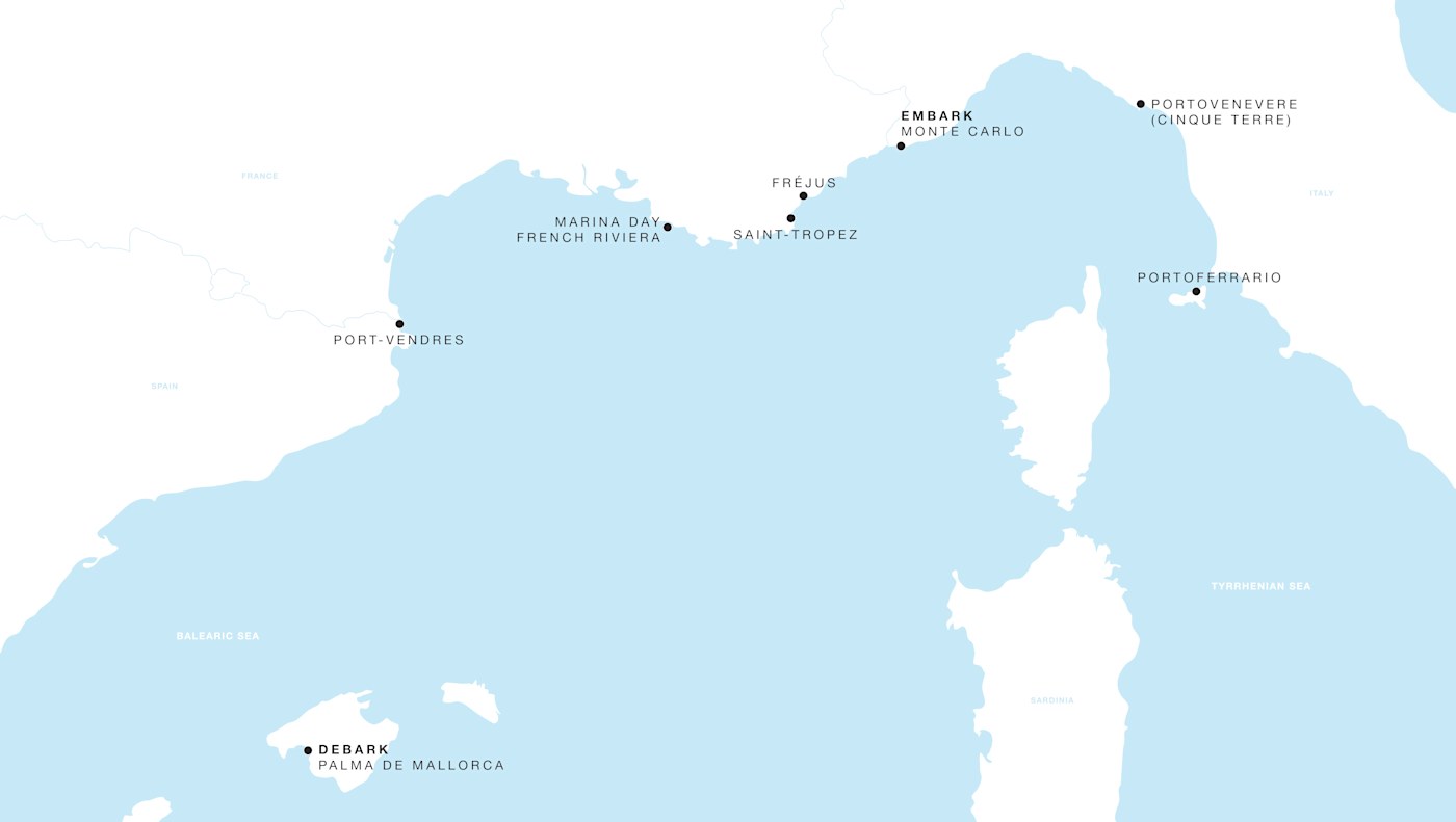 Carte de l’itinéraire Four Seasons One, Monte Carlo → Palma de Mallorca