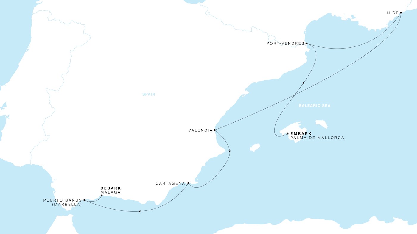 Carte de l’itinéraire Four Seasons One, Palma de Mallorca → Málaga