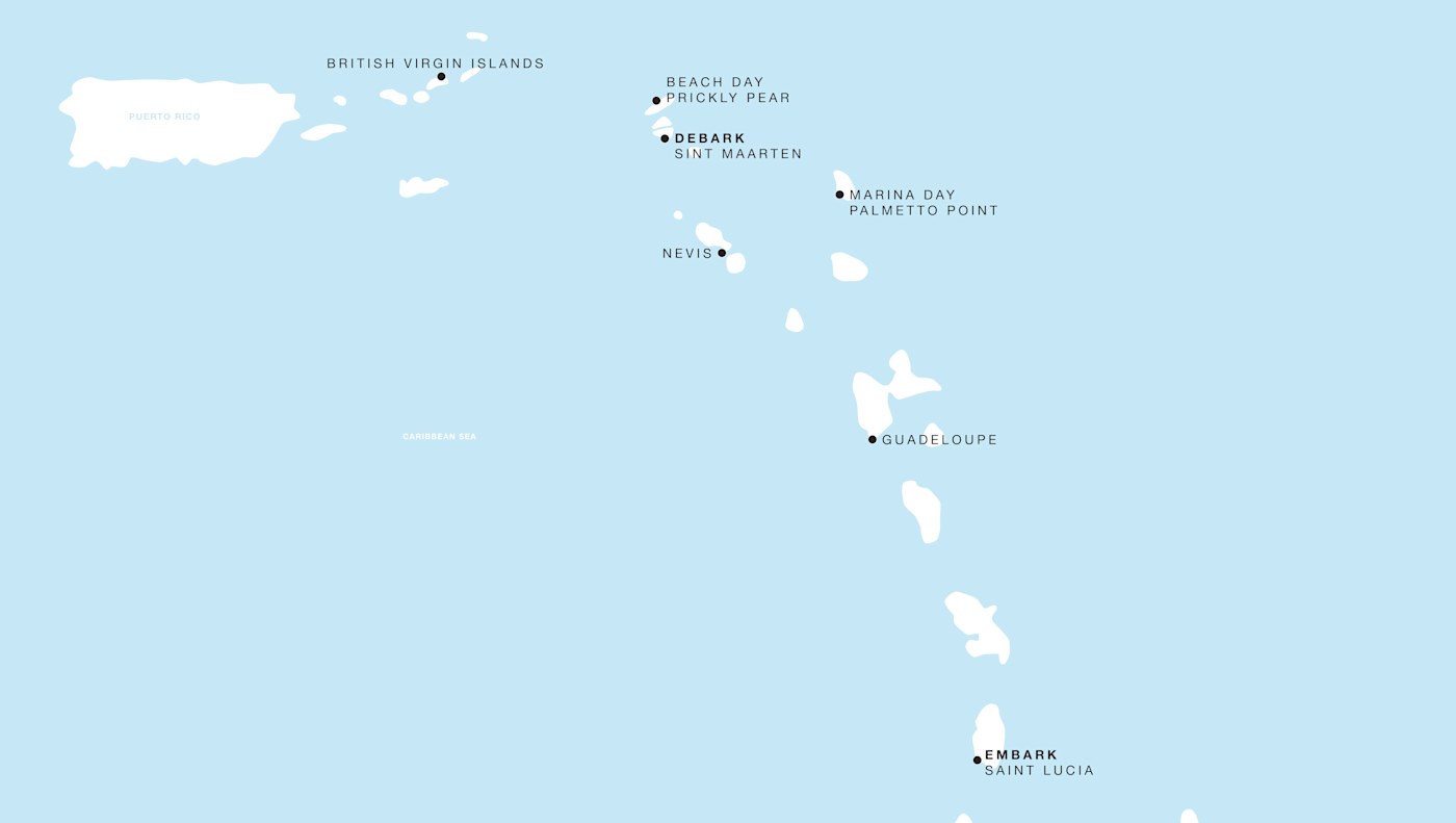 Carte de l’itinéraire Four Seasons One, Castries → Philipsburg