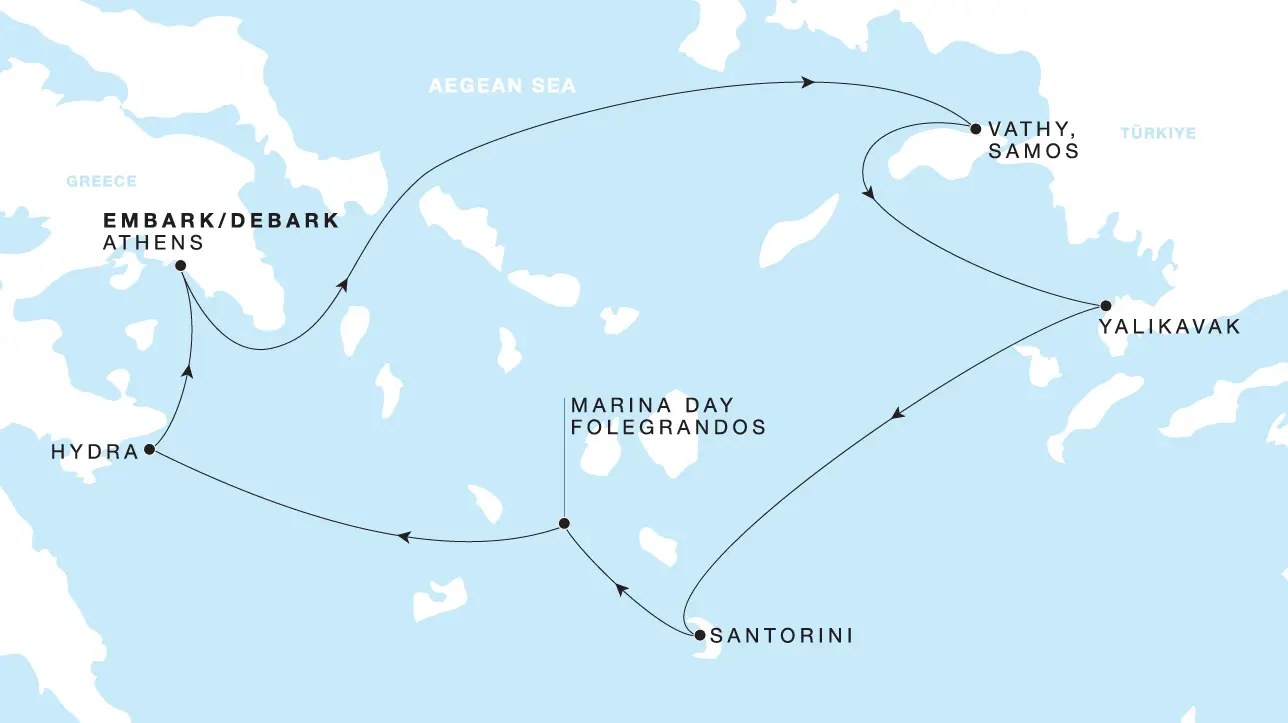 Carte de l’itinéraire Four Seasons One, Athènes Round Trip