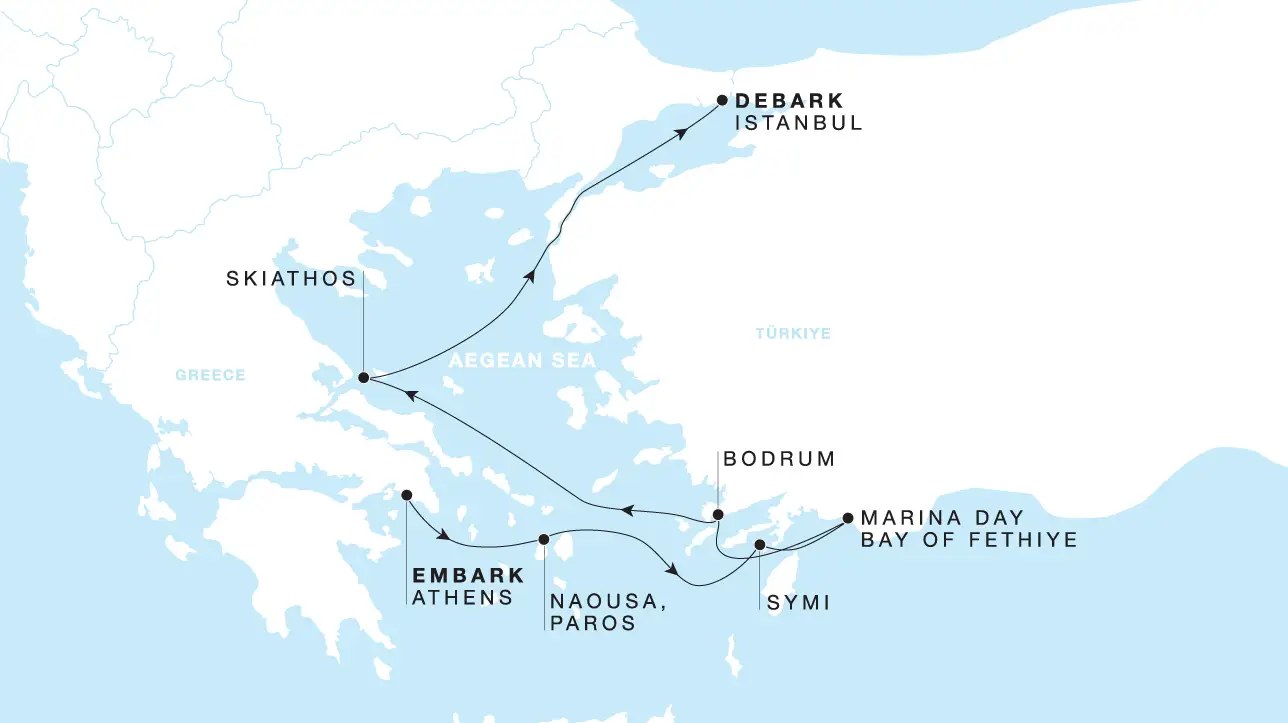 Carte de l’itinéraire Four Seasons One, Athènes → Istanbul