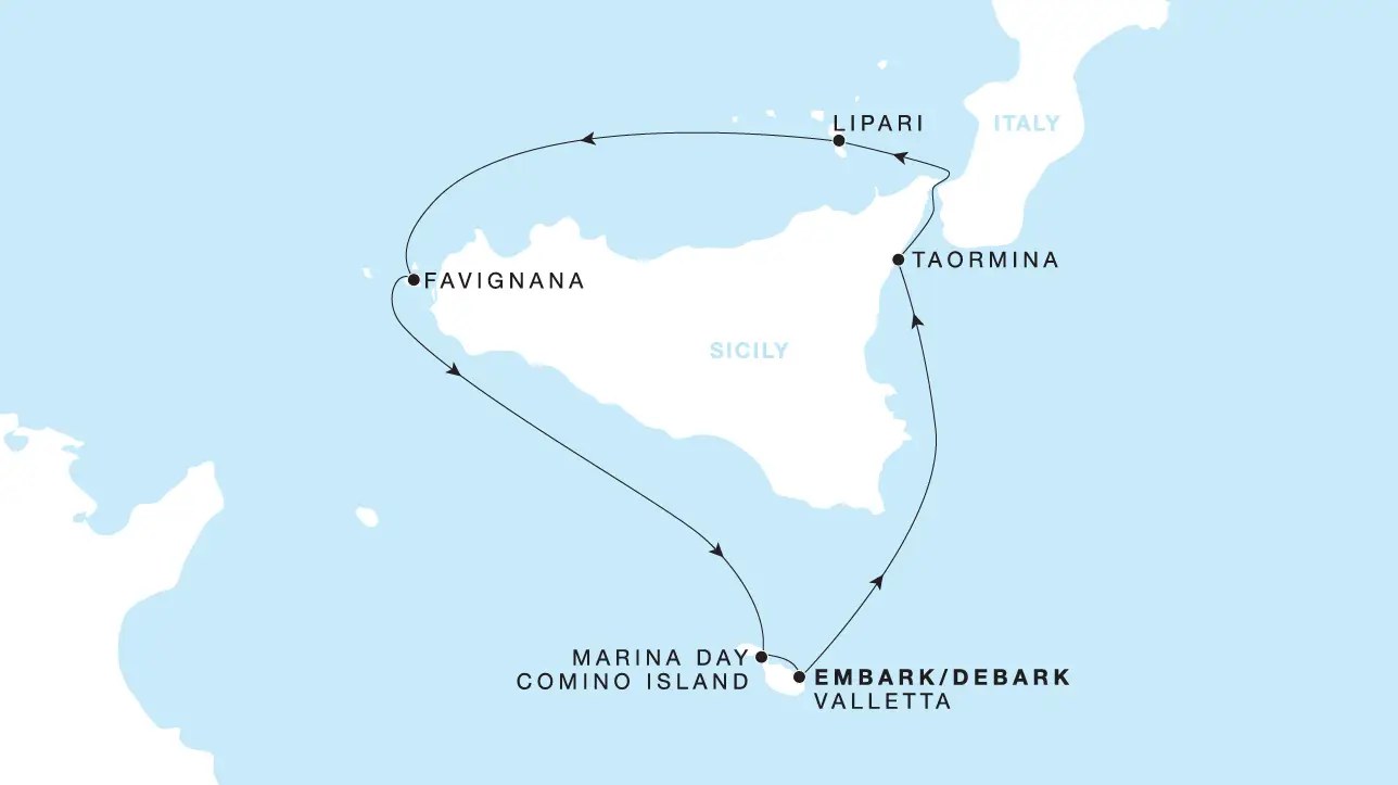 Carte de l’itinéraire Four Seasons One, Valletta Round Trip