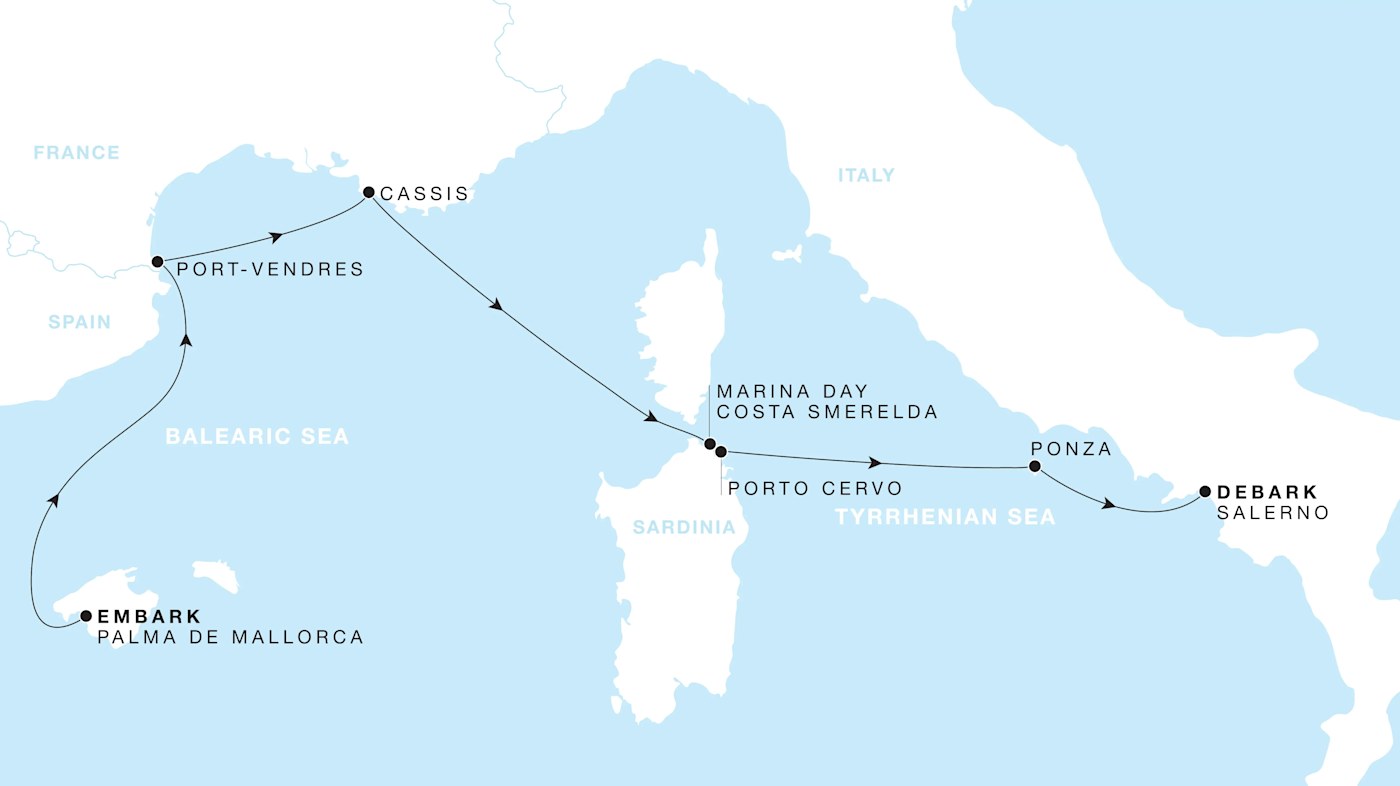 Carte de l’itinéraire Four Seasons One, Palma de Mallorca → Salerno