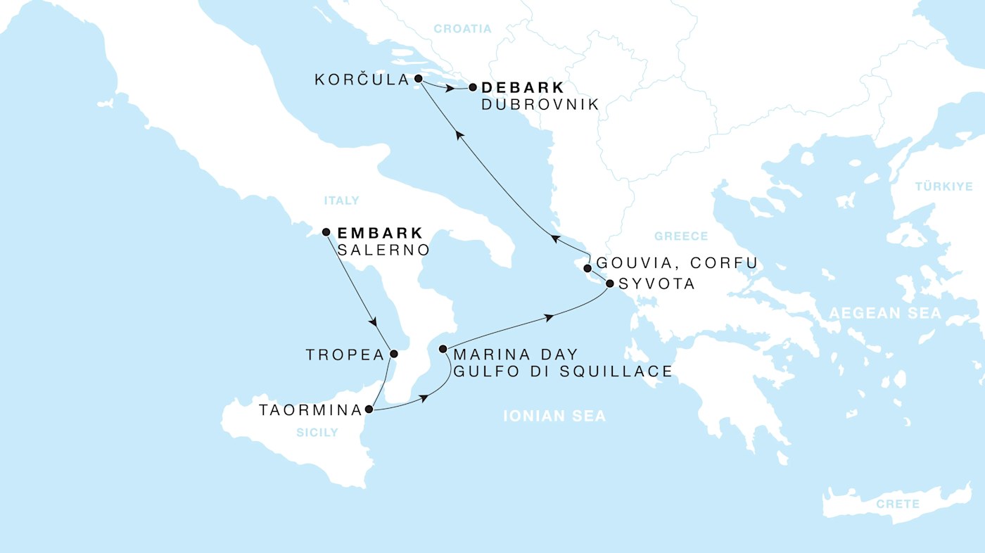 Carte de l’itinéraire Four Seasons One, Salerno → Dubrovnik