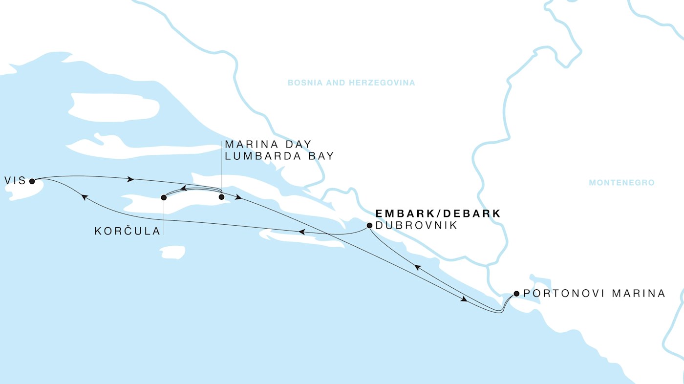 Carte de l’itinéraire Four Seasons One, Dubrovnik Round Trip