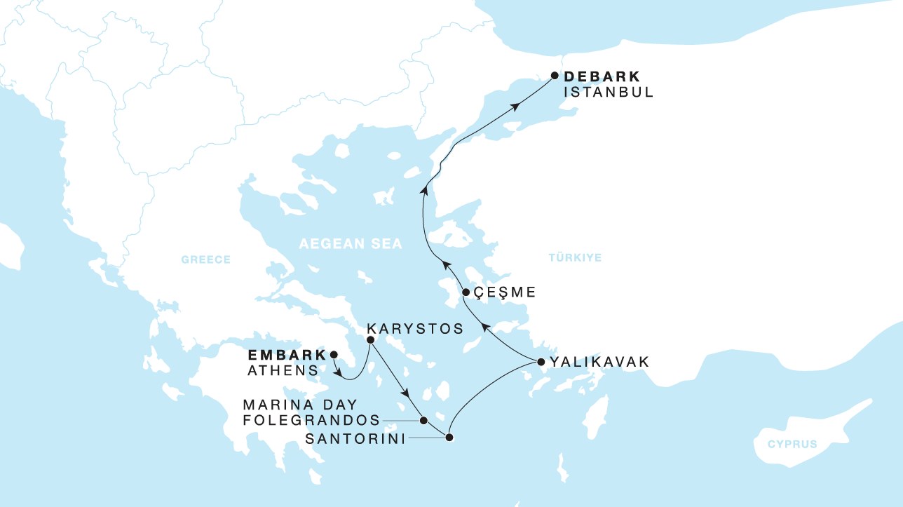 Carte de l’itinéraire Four Seasons One, Athènes → Istanbul