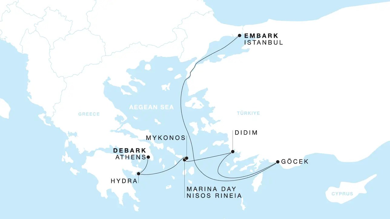 Carte de l’itinéraire Four Seasons One, Istanbul → Athènes