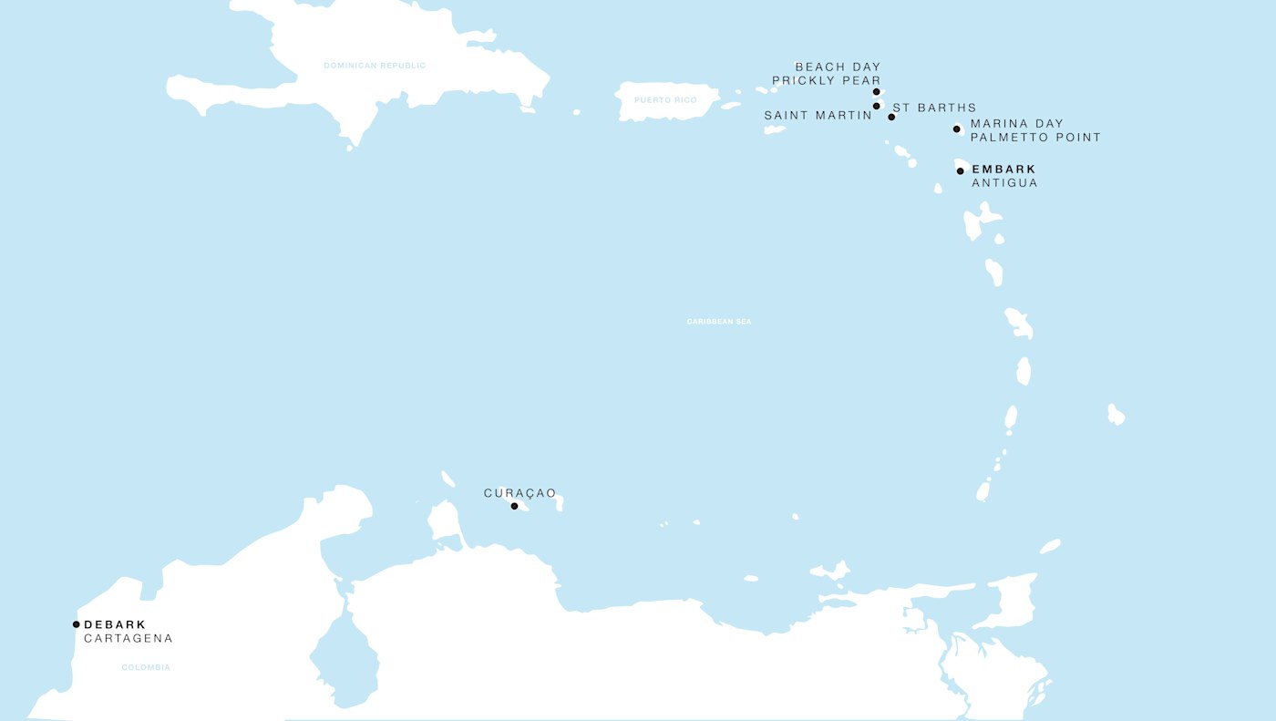 Carte de l’itinéraire Four Seasons One, Saint John's → Cartagena