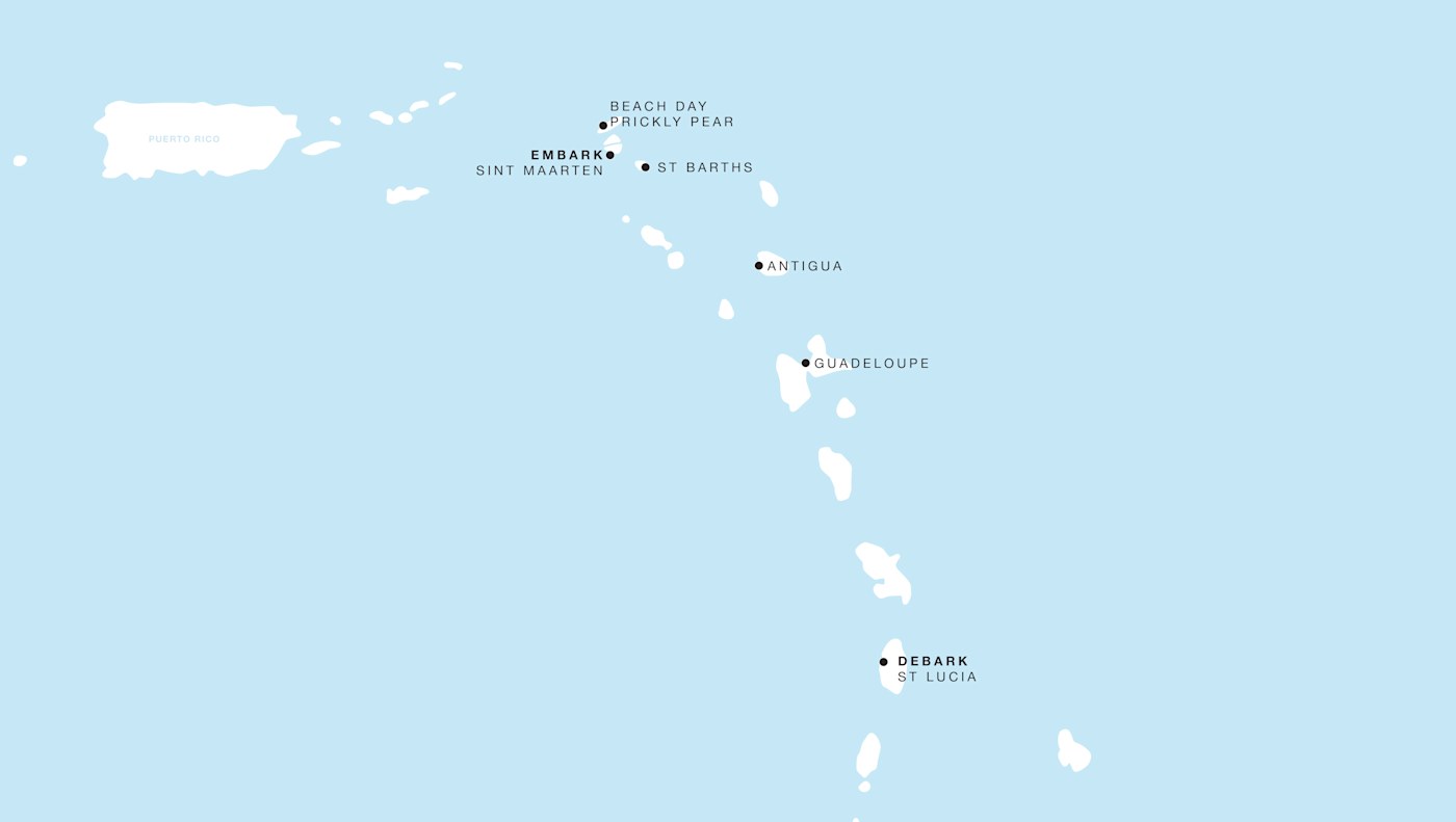 Carte de l’itinéraire Four Seasons One, Philipsburg → Castries