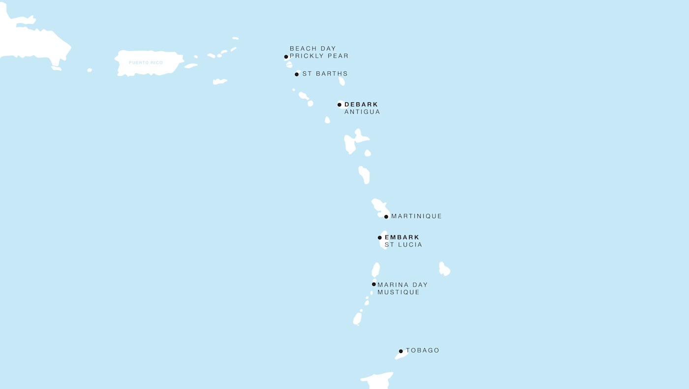 Carte de l’itinéraire Four Seasons One, Castries → Saint John's
