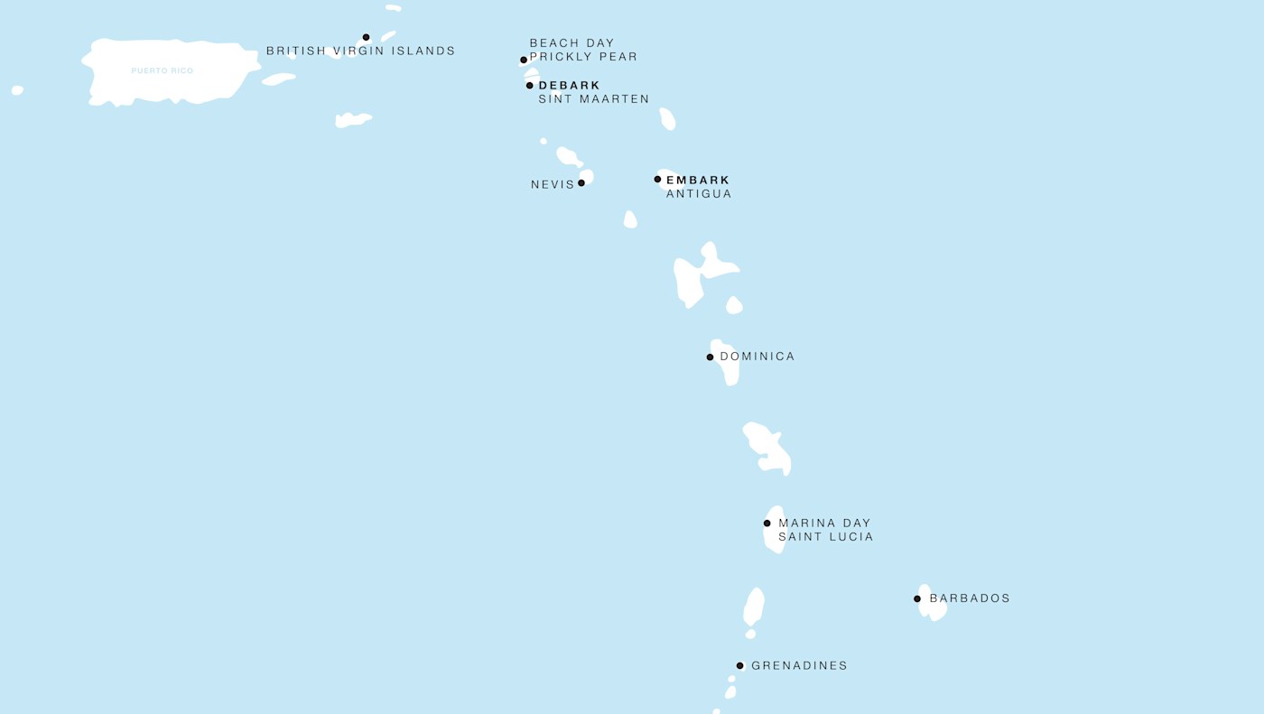 Carte de l’itinéraire Four Seasons One, Saint John's → Philipsburg