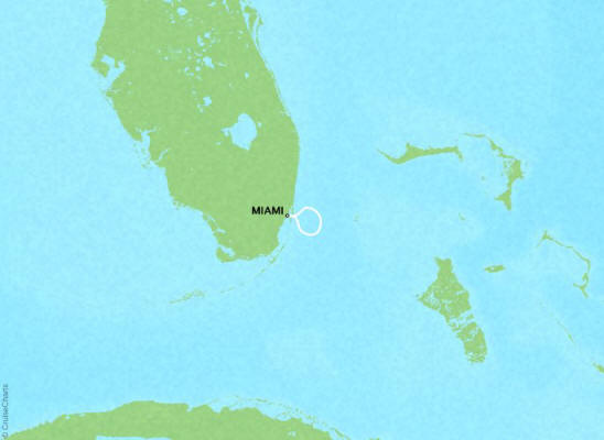 Carte de l’itinéraire Four Seasons One, Aller-retour au départ de Miami, FL