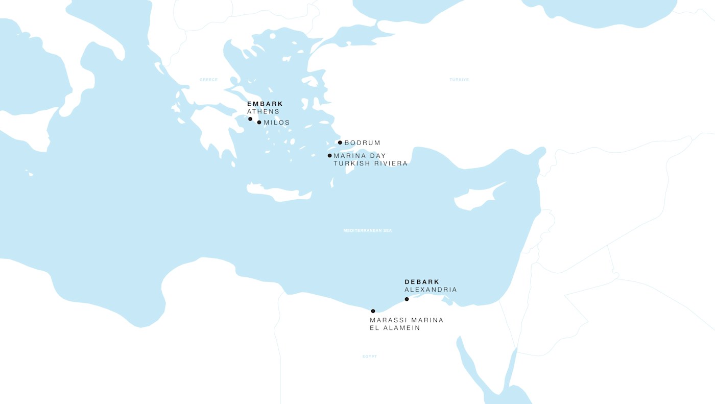 Carte de l’itinéraire Four Seasons Two, Athènes → Alexandria