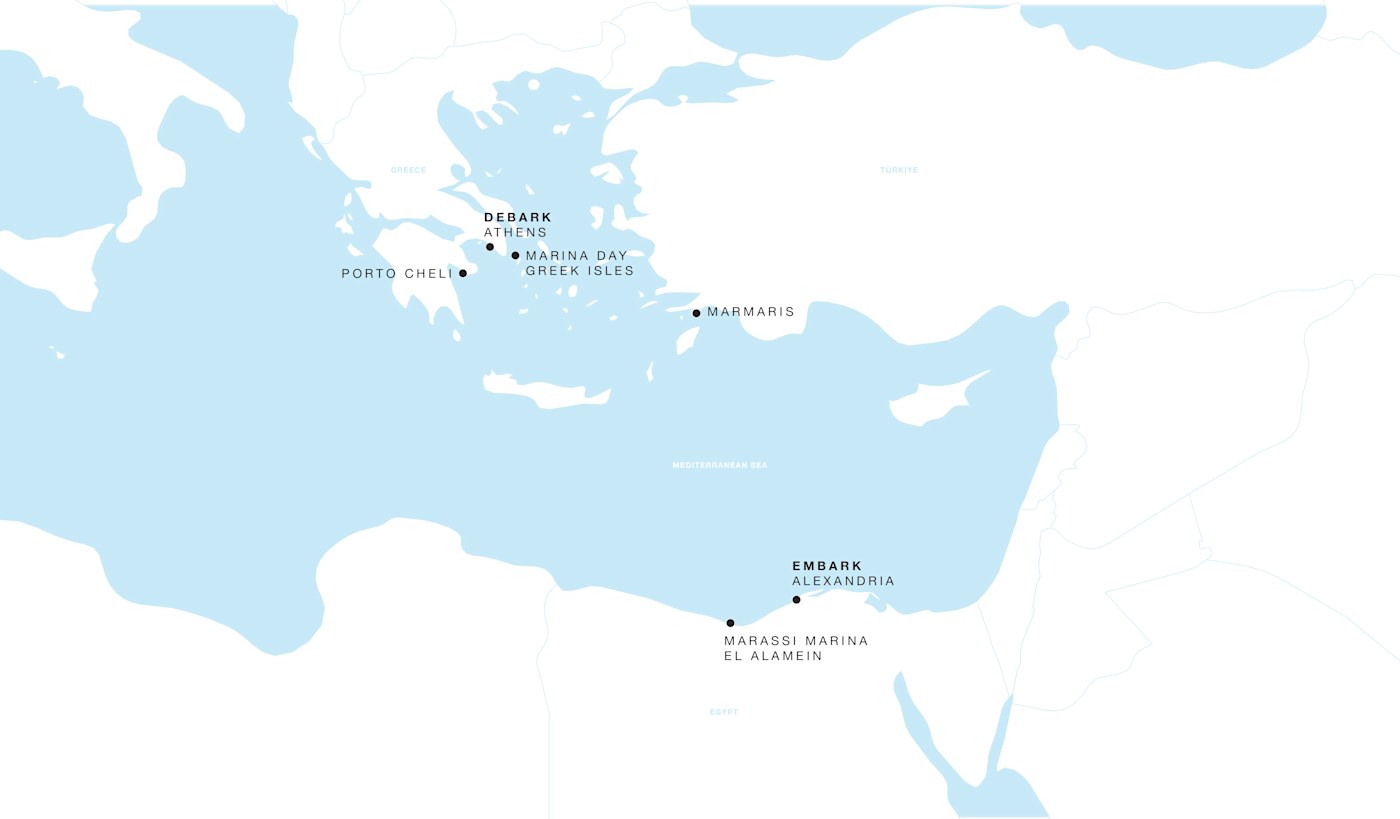 Carte de l’itinéraire Four Seasons Two, Alexandria → Athènes