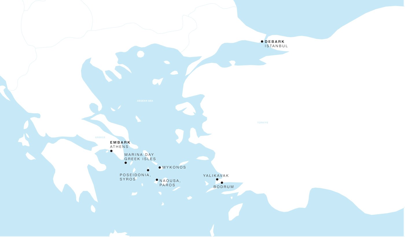 Carte de l’itinéraire Four Seasons Two, Athènes → Istanbul