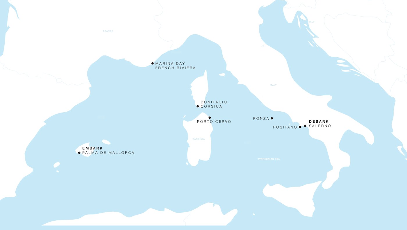 Carte de l’itinéraire Four Seasons Two, Palma de Mallorca → Salerno