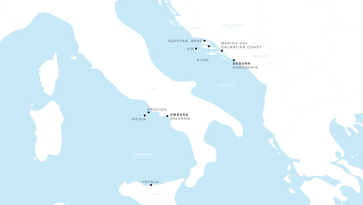 Carte de l’itinéraire Four Seasons Two, Salerno → Dubrovnik