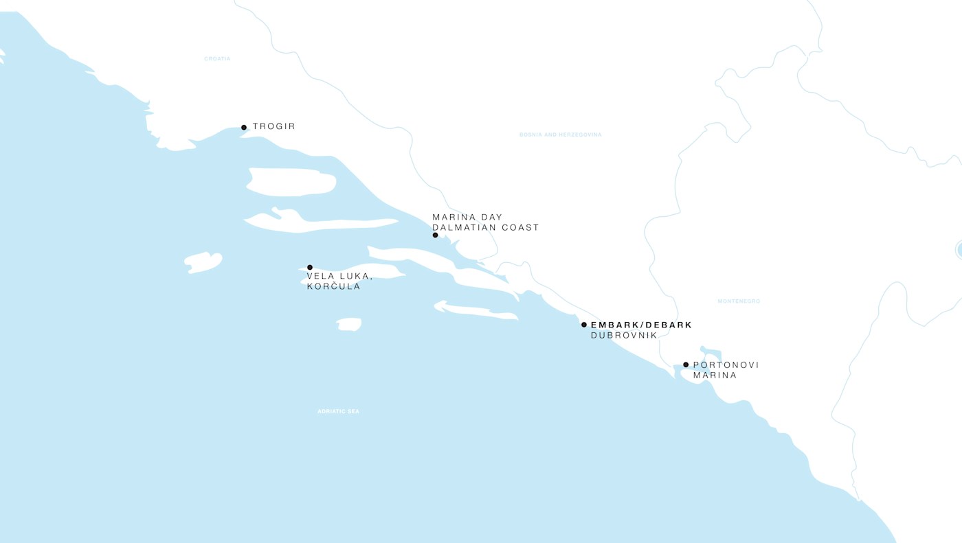 Carte de l’itinéraire Four Seasons Two, Dubrovnik Round Trip