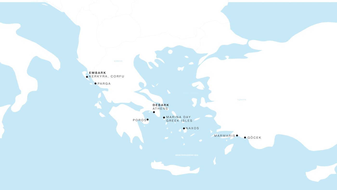 Carte de l’itinéraire Four Seasons Two, Kerkyra, Corfu → Athènes
