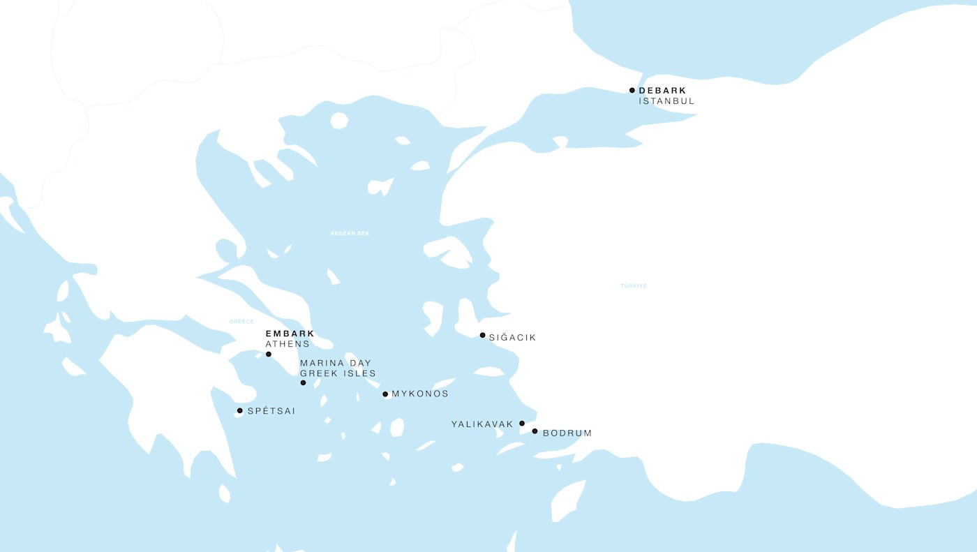 Carte de l’itinéraire Four Seasons Two, Athènes → Istanbul